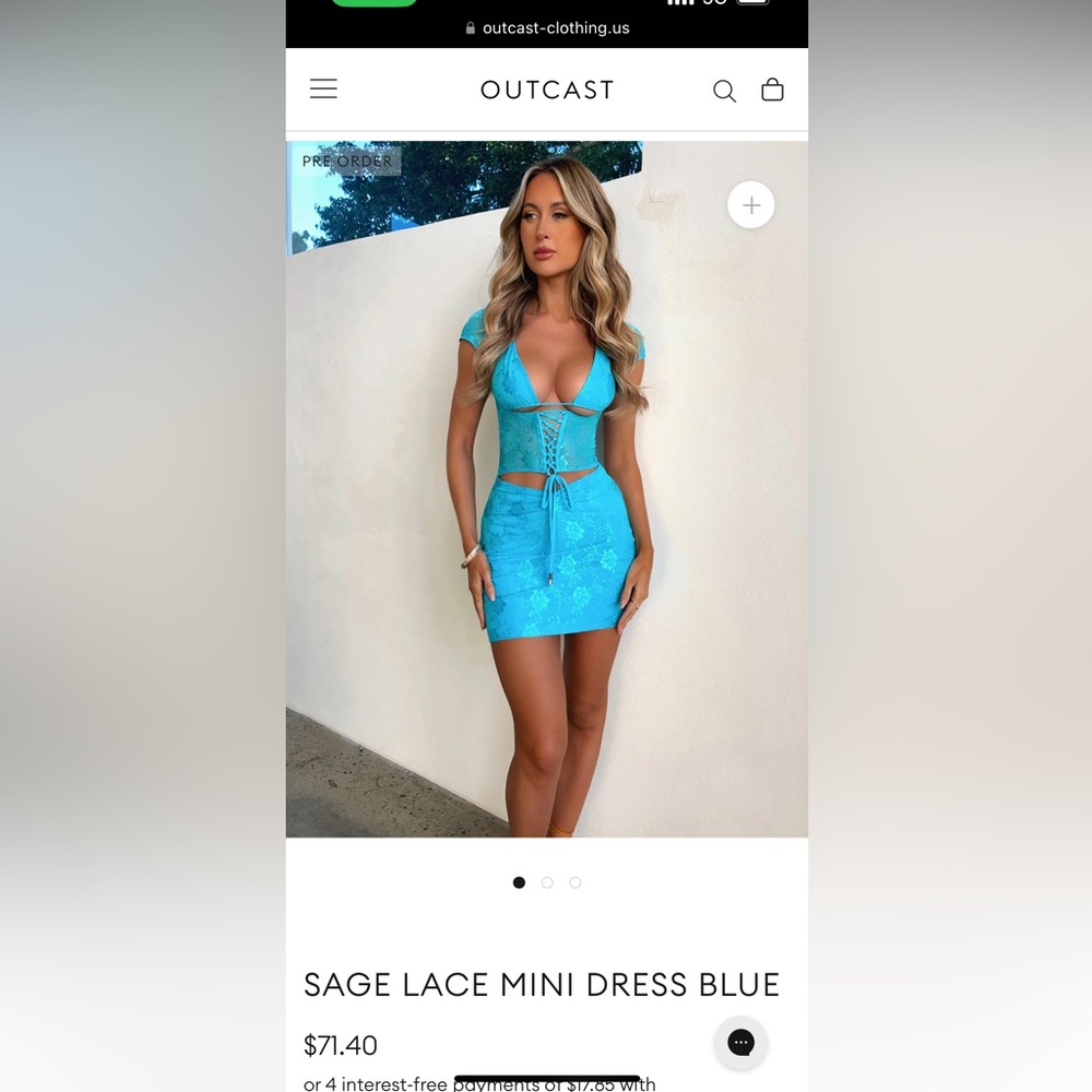 Outcast Clothing Sage Lace Mini Dress